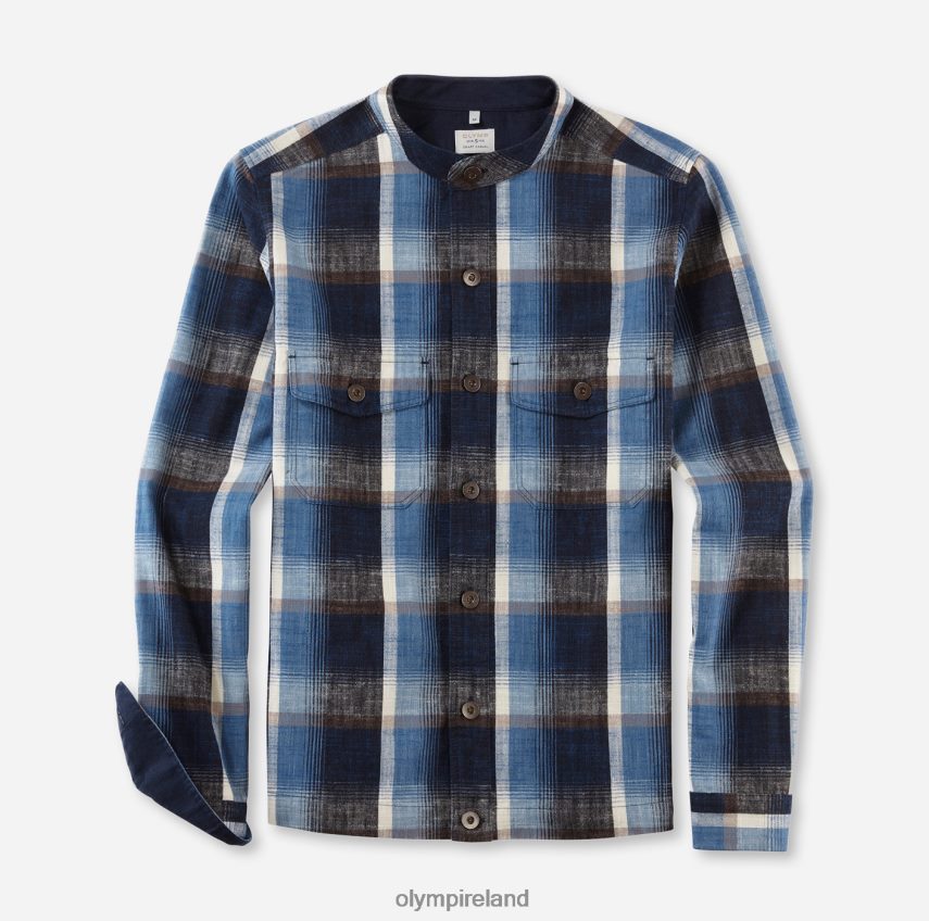 Clothing OLYMP Level Five Smart Casual Overshirt, Casual Shirt, Stand-Up Collar, Brown 24L8461952