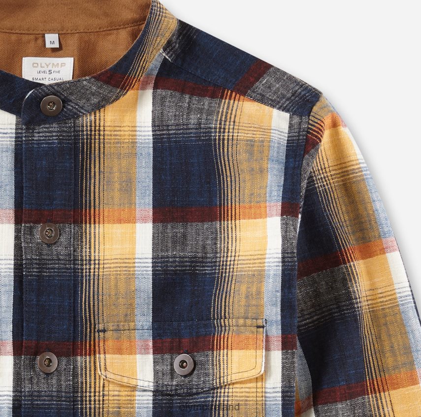 Clothing OLYMP Level Five Smart Casual Overshirt, Casual Shirt, Stand-Up Collar, Marine 24L8461963