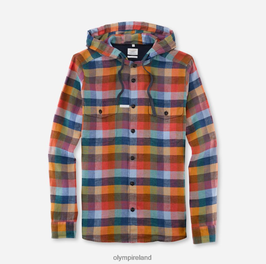 Clothing OLYMP Level Five Smart Casual Overshirt, Casual Shirt, Stand-Up Collar, Red 24L8461981