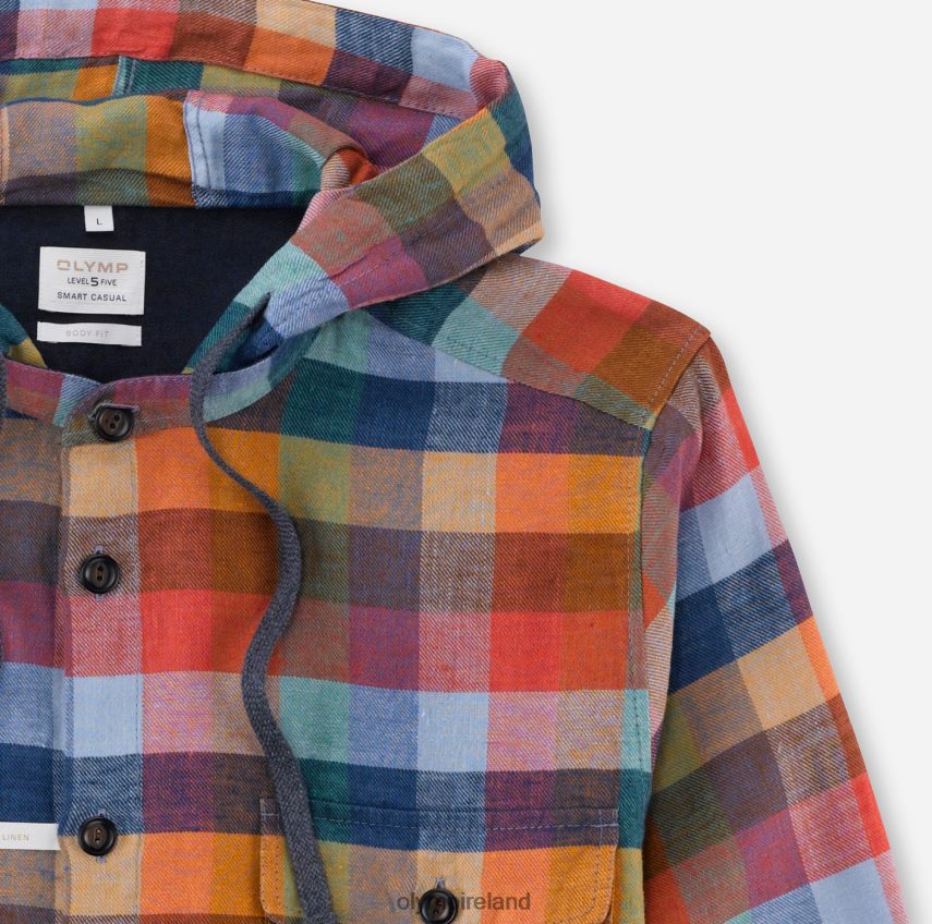 Clothing OLYMP Level Five Smart Casual Overshirt, Casual Shirt, Stand-Up Collar, Red 24L8461981