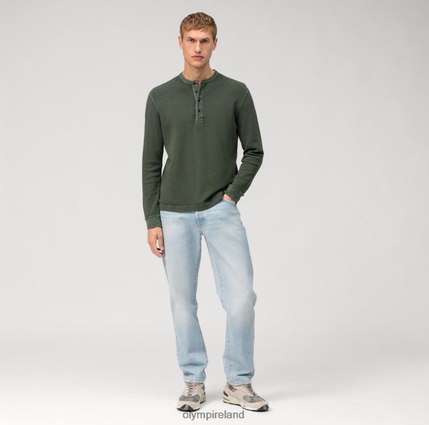 Clothing OLYMP Casual Jersey Long-Sleeved Polo, Grey Green 24L8462115