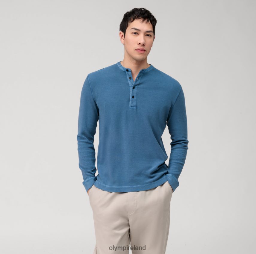 Clothing OLYMP Casual Jersey Long-Sleeved Polo, Smoke Blue 24L8462129