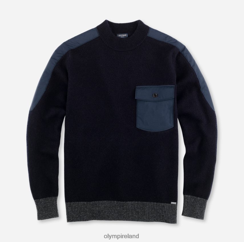 Clothing OLYMP Knitwear Modern Fit, Pullover Stand-Up Collar, Marine 24L8461864