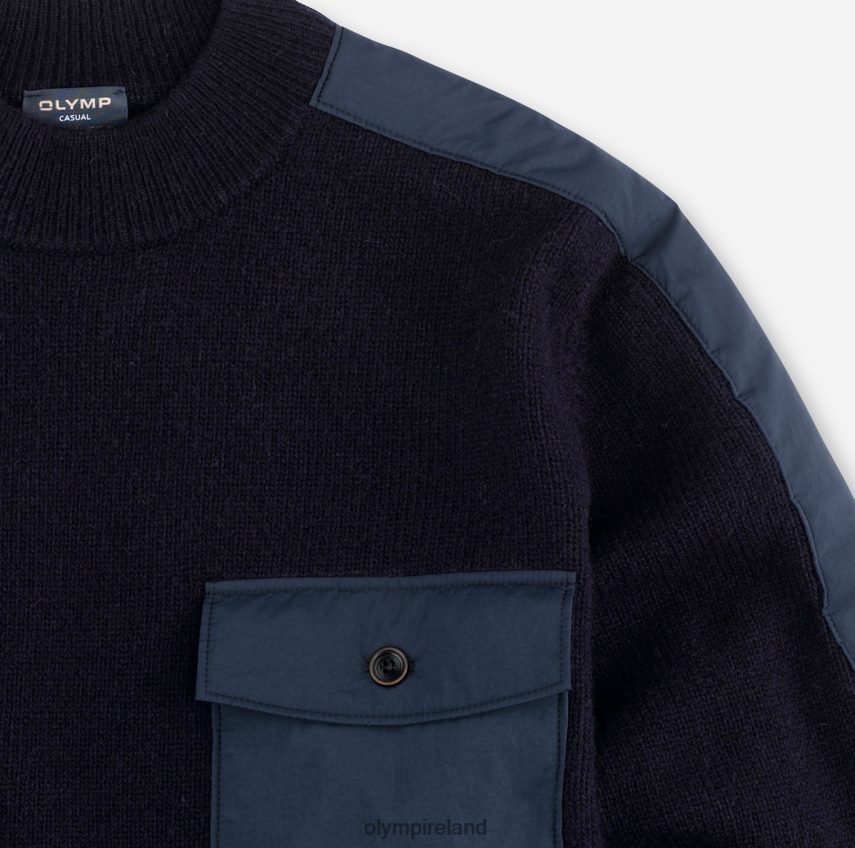 Clothing OLYMP Knitwear Modern Fit, Pullover Stand-Up Collar, Marine 24L8461864