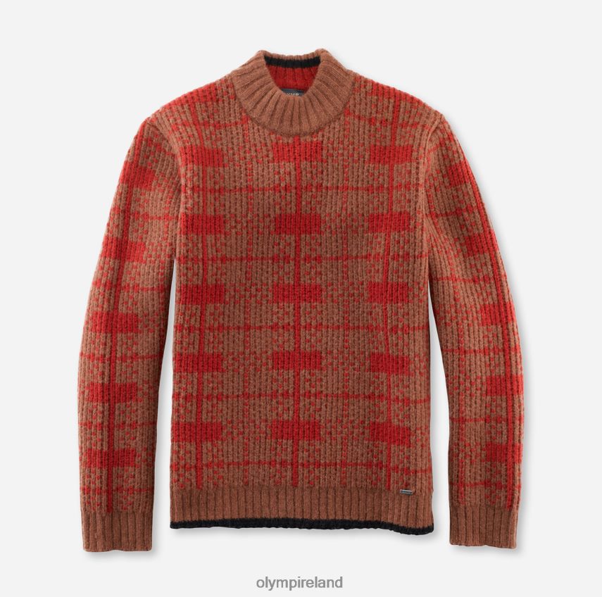 Clothing OLYMP Knitwear Modern Fit, Pullover Stand-Up Collar, Reddish Brown 24L8461877