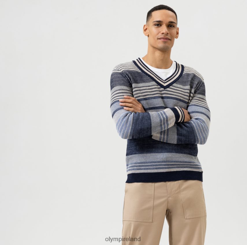 Clothing OLYMP Knitwear Modern Fit, Pullover V-Neck, Marine 24L8461750