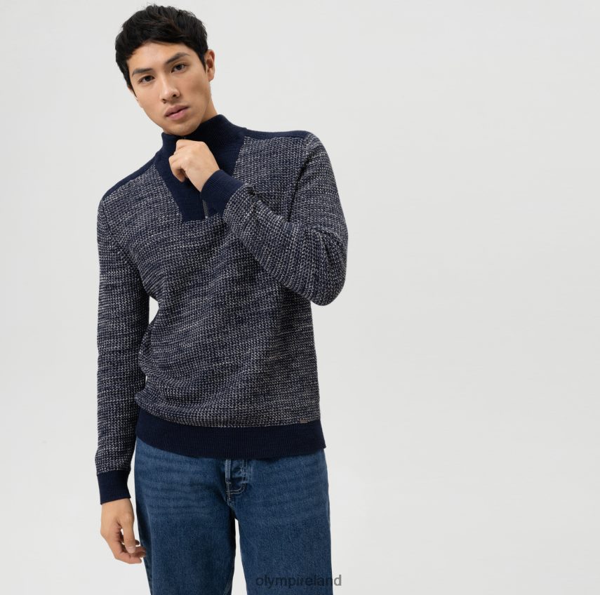 Clothing OLYMP Knitwear Modern Fit, Pullover Zipper Jacket, Marine 24L8461749