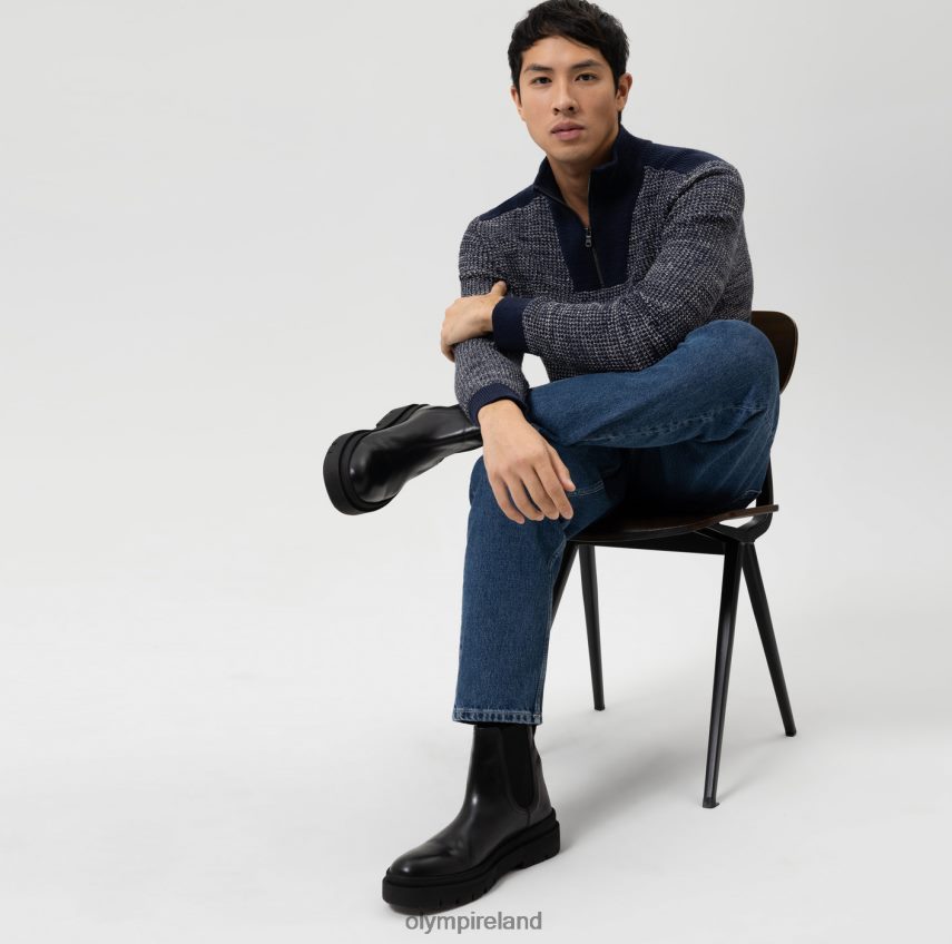 Clothing OLYMP Knitwear Modern Fit, Pullover Zipper Jacket, Marine 24L8461749