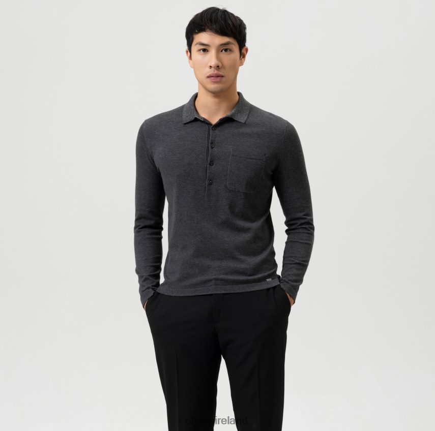 Clothing OLYMP Level Five Knitwear Body Fit, Polo Collar, Anthracite 24L8461754