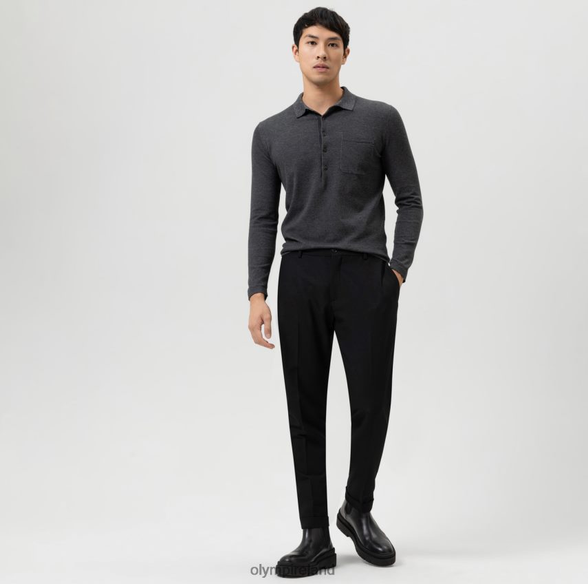 Clothing OLYMP Level Five Knitwear Body Fit, Polo Collar, Anthracite 24L8461754