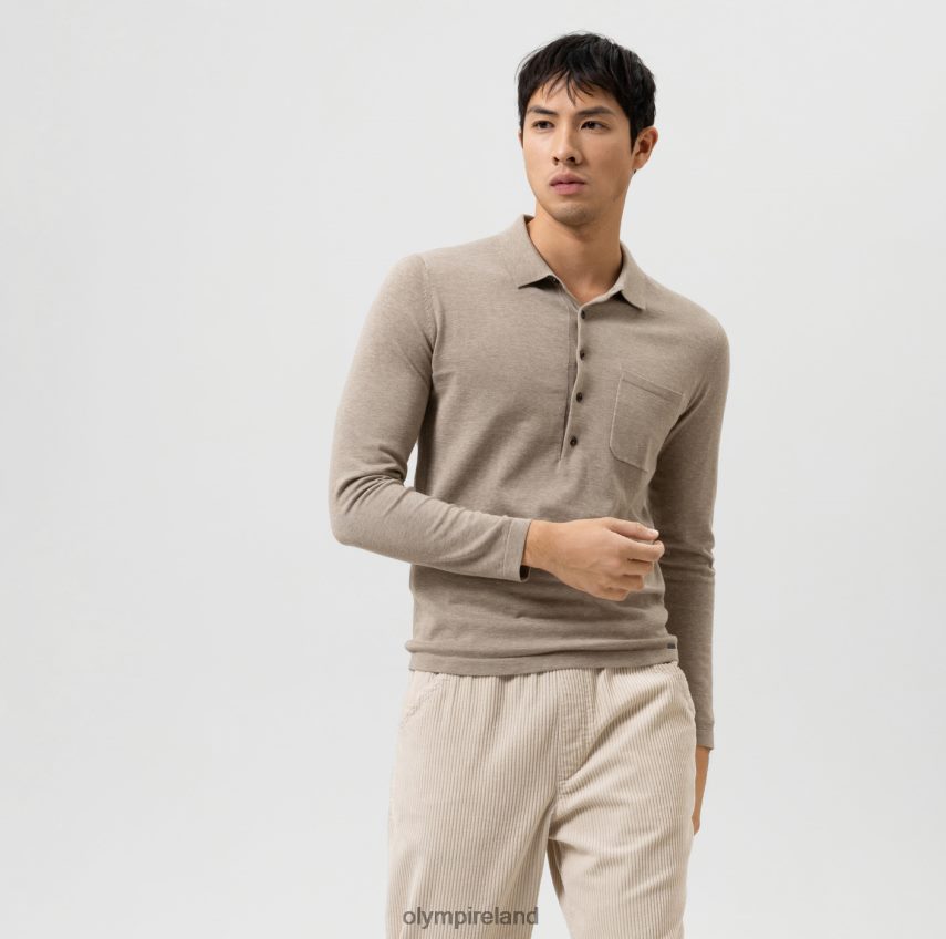 Clothing OLYMP Level Five Knitwear Body Fit, Polo Collar, Camel 24L8461845