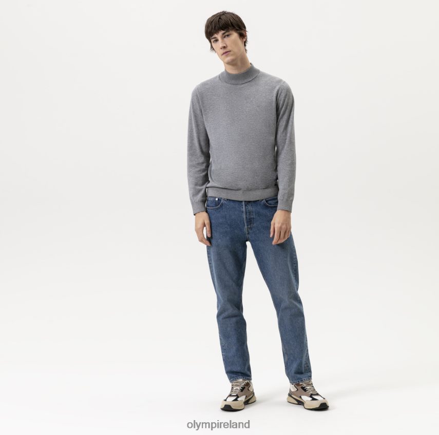 Clothing OLYMP Level Five Knitwear Body Fit, Pullover Stand-Up Collar, Silver Grey 24L8461875