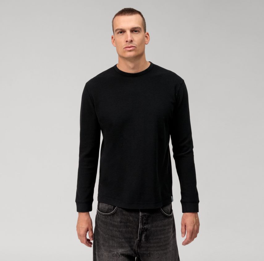 Clothing OLYMP Casual Jersey Long-Sleeved T-Shirt, Black 24L8462053