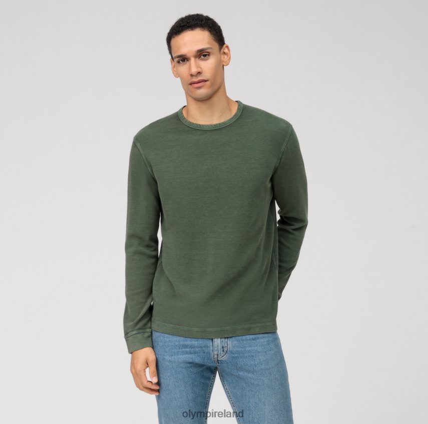 Clothing OLYMP Casual Jersey Long-Sleeved T-Shirt, Grey Green 24L8462043