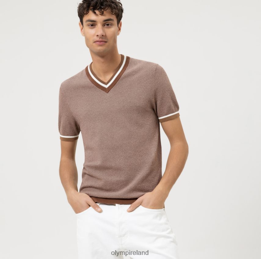 Clothing OLYMP Level Five Knitwear Body Fit, T-Shirt, Brown 24L8462023