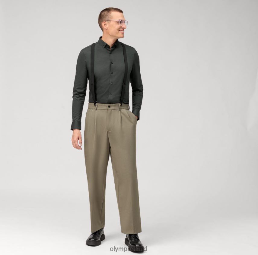 Clothing OLYMP Level Five 24/Seven Body Fit, Business Shirt, Button-Down, Olive 24L846528