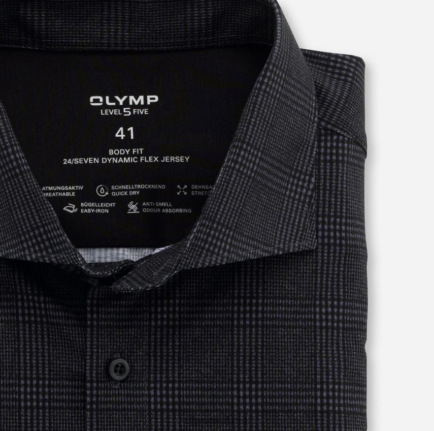 Clothing OLYMP Level Five 24/Seven Body Fit, Business Shirt, Kent, Black 24L846789