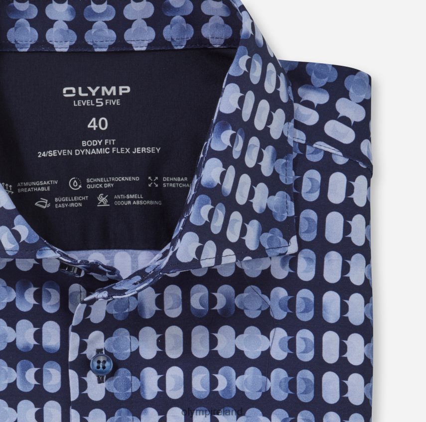 Clothing OLYMP Level Five 24/Seven Body Fit, Business Shirt, Kent, Marine 24L846556