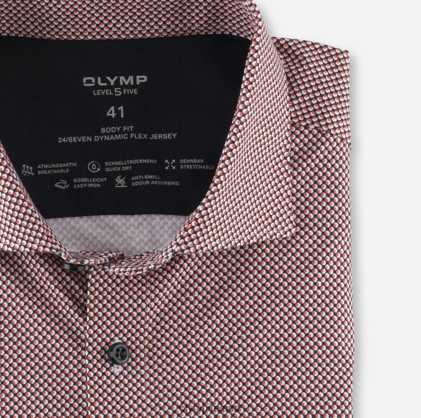 Clothing OLYMP Level Five 24/Seven Body Fit, Business Shirt, Kent, Red Orange 24L846627