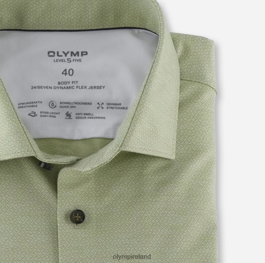 Clothing OLYMP Level Five 24/Seven Body Fit, Business Shirt, Long Sleeve Extra Long, Modern Kent, Lime Green 24L846876