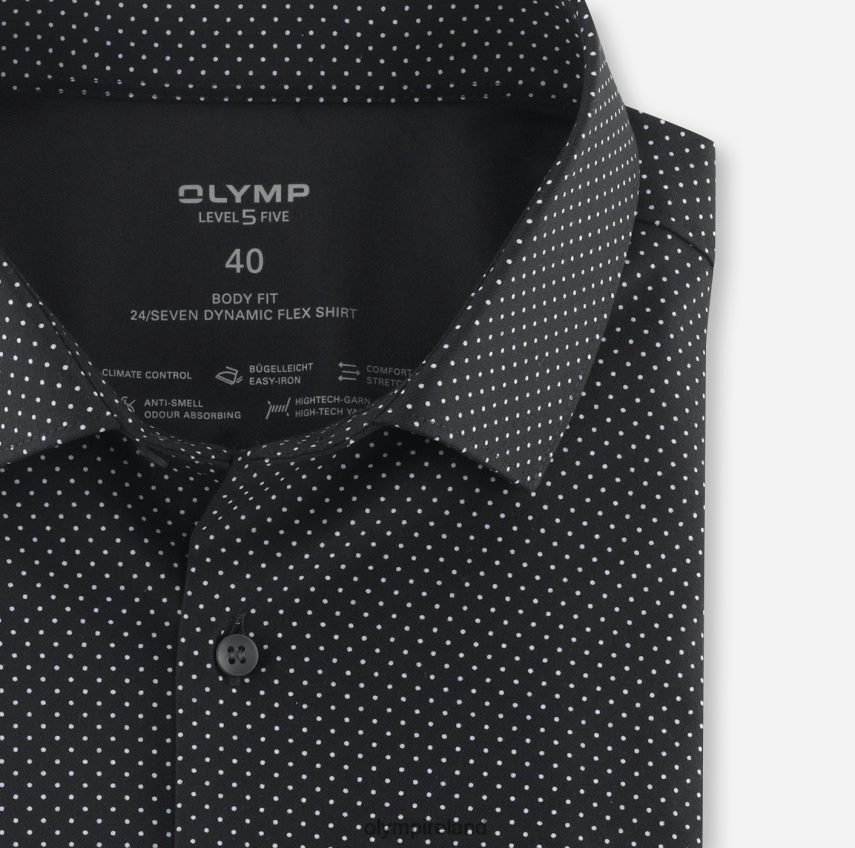 Clothing OLYMP Level Five 24/Seven Body Fit, Business Shirt, Modern Kent, Black 24L846632