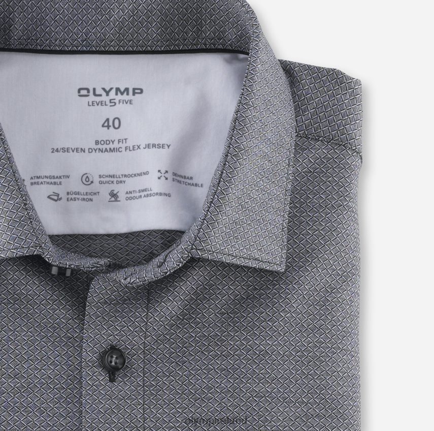 Clothing OLYMP Level Five 24/Seven Body Fit, Business Shirt, Modern Kent, Black 24L846725