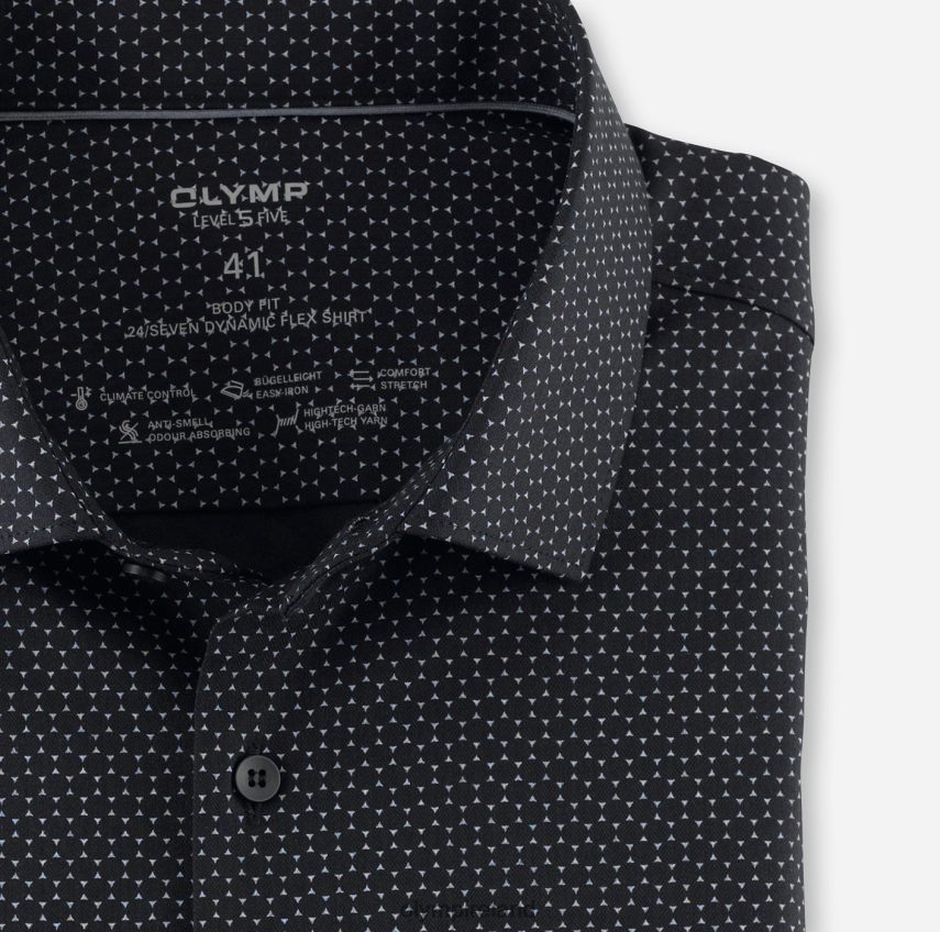 Clothing OLYMP Level Five 24/Seven Body Fit, Business Shirt, Modern Kent, Black 24L846768