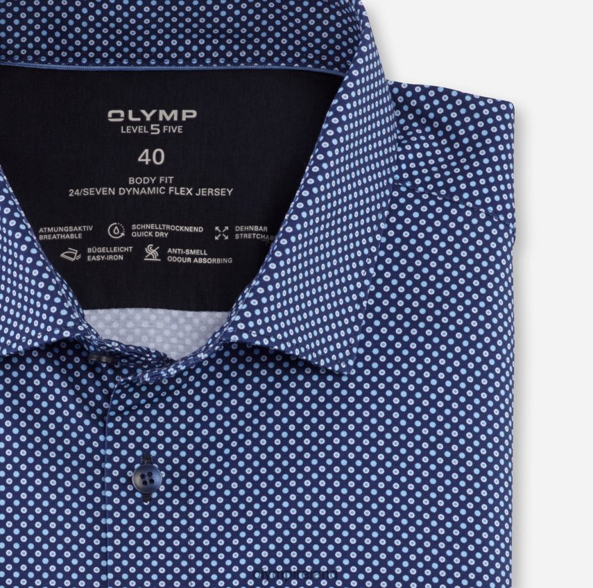 Clothing OLYMP Level Five 24/Seven Body Fit, Business Shirt, Modern Kent, Bleu 24L846433