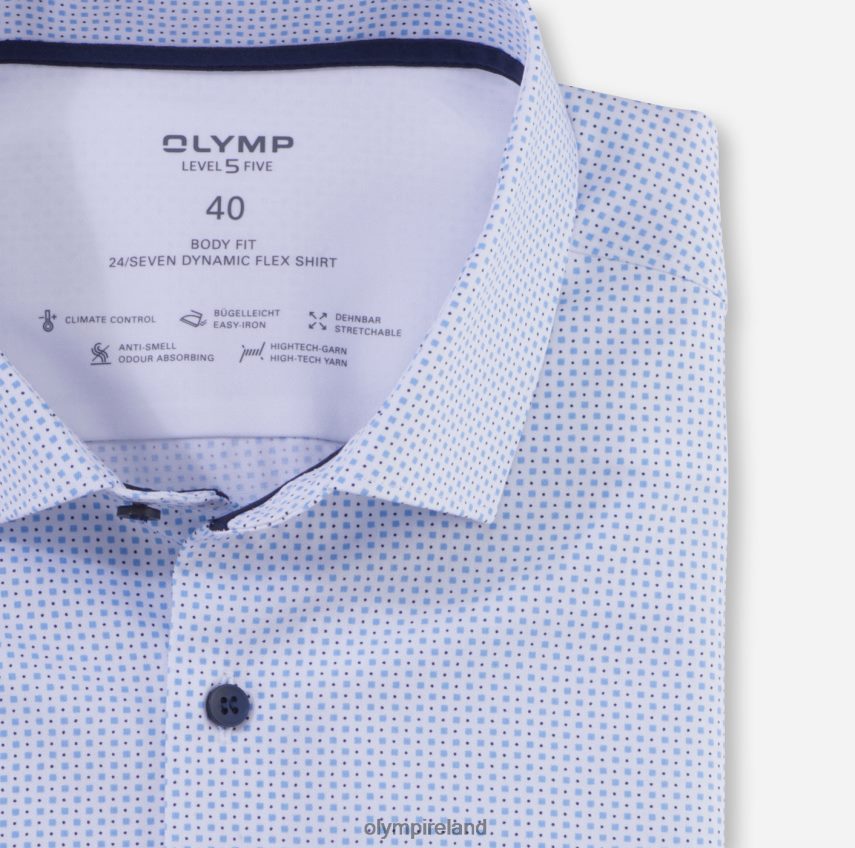 Clothing OLYMP Level Five 24/Seven Body Fit, Business Shirt, Modern Kent, Bleu 24L846464