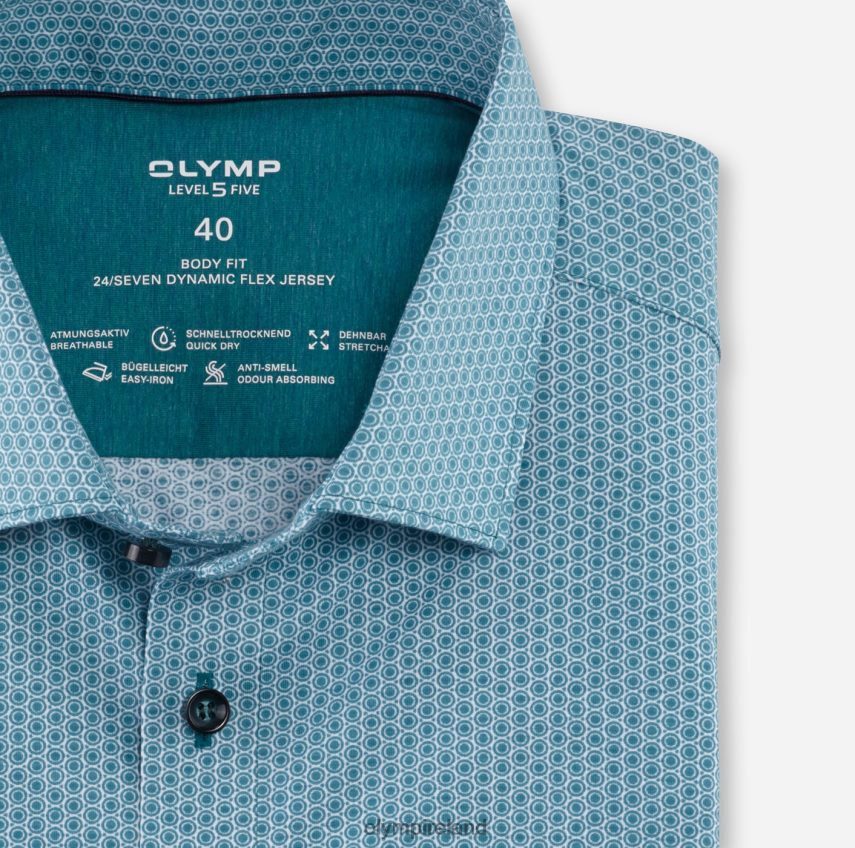 Clothing OLYMP Level Five 24/Seven Body Fit, Business Shirt, Modern Kent, Emerald 24L846675