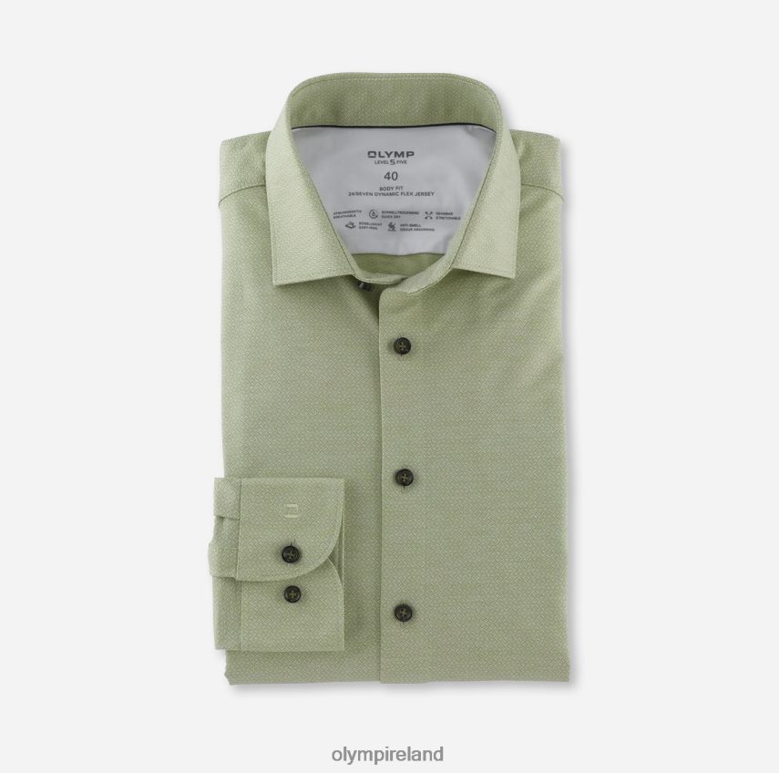 Clothing OLYMP Level Five 24/Seven Body Fit, Business Shirt, Modern Kent, Lime Green 24L846618