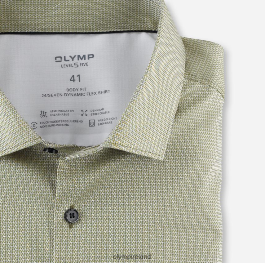 Clothing OLYMP Level Five 24/Seven Body Fit, Business Shirt, Modern Kent, Lime Green 24L846727