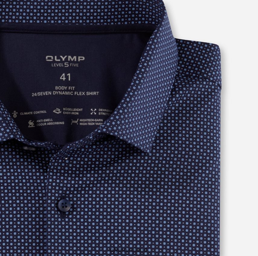 Clothing OLYMP Level Five 24/Seven Body Fit, Business Shirt, Modern Kent, Marine 24L846446