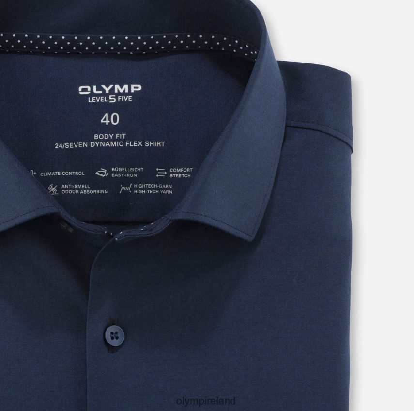 Clothing OLYMP Level Five 24/Seven Body Fit, Business Shirt, Modern Kent, Marine 24L846489