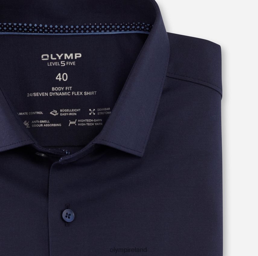 Clothing OLYMP Level Five 24/Seven Body Fit, Business Shirt, Modern Kent, Marine 24L846557