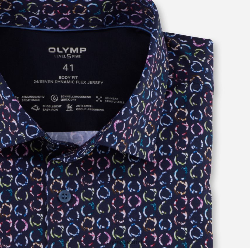 Clothing OLYMP Level Five 24/Seven Body Fit, Business Shirt, Modern Kent, Marine 24L846708