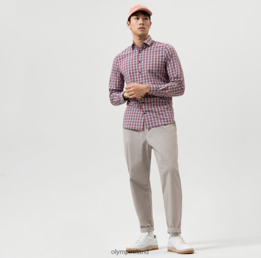 Clothing OLYMP Level Five 24/Seven Body Fit, Business Shirt, Modern Kent, Red 24L846648