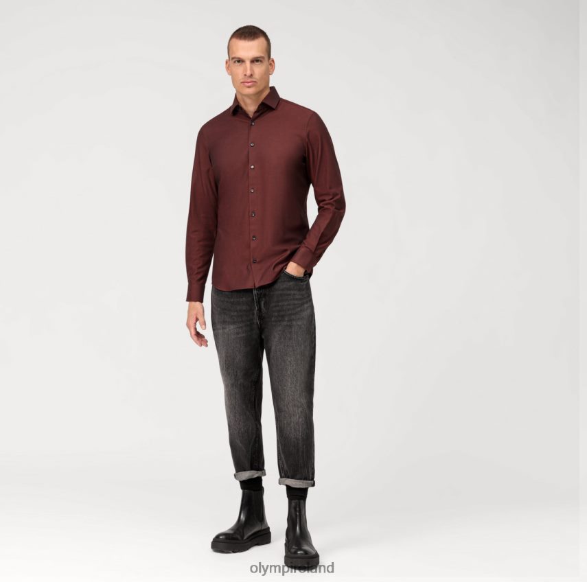 Clothing OLYMP Level Five 24/Seven Body Fit, Business Shirt, Modern Kent, Reddish Brown 24L846421