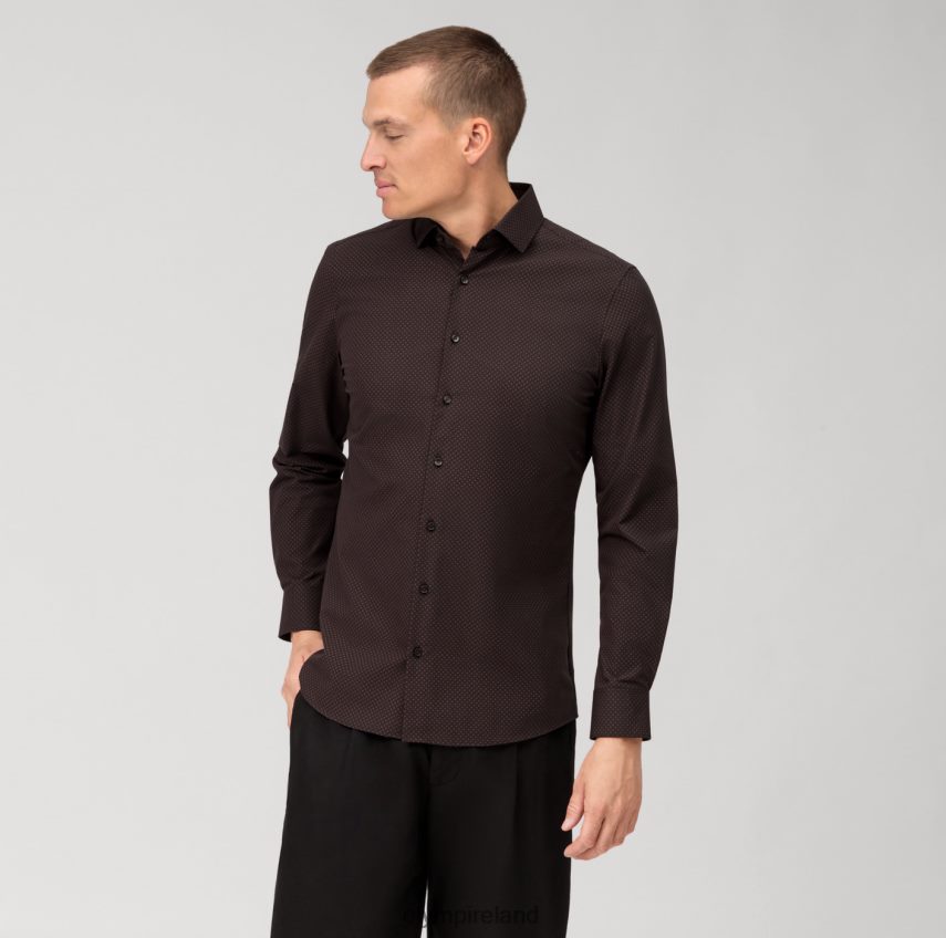 Clothing OLYMP Level Five 24/Seven Body Fit, Business Shirt, Modern Kent, Reddish Brown 24L846540