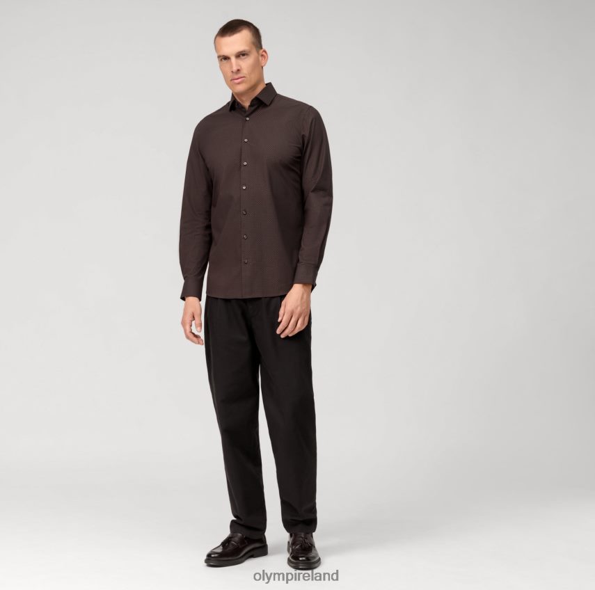 Clothing OLYMP Level Five 24/Seven Body Fit, Business Shirt, Modern Kent, Reddish Brown 24L846540