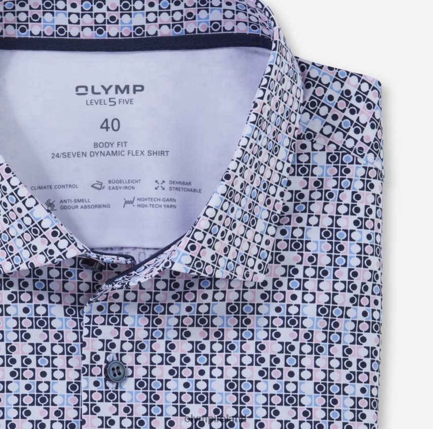 Clothing OLYMP Level Five 24/Seven Body Fit, Business Shirt, Modern Kent, Rose 24L846561