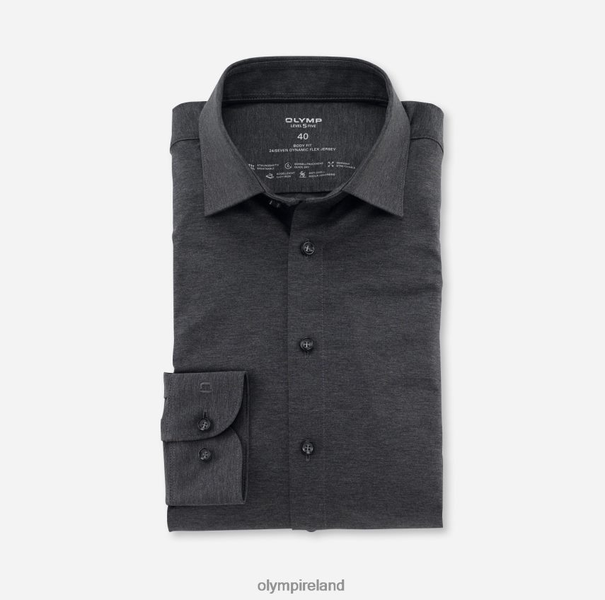 Clothing OLYMP Level Five 24/Seven Body Fit, Business Shirt, New York Kent, Anthracite 24L846400