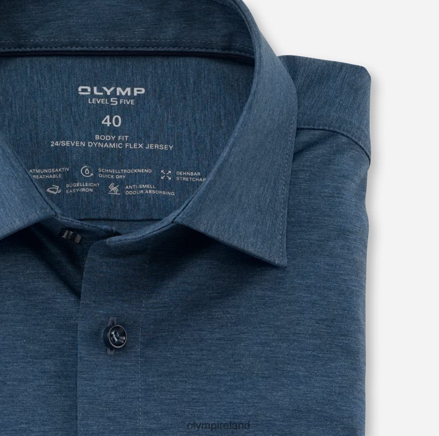 Clothing OLYMP Level Five 24/Seven Body Fit, Business Shirt, New York Kent, Smoke Blue 24L846394