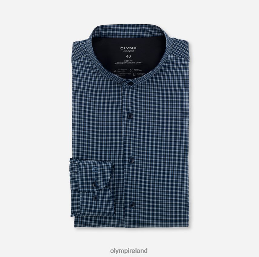 Clothing OLYMP Level Five 24/Seven Body Fit, Business Shirt, Stand-Up Collar, Marine 24L846828