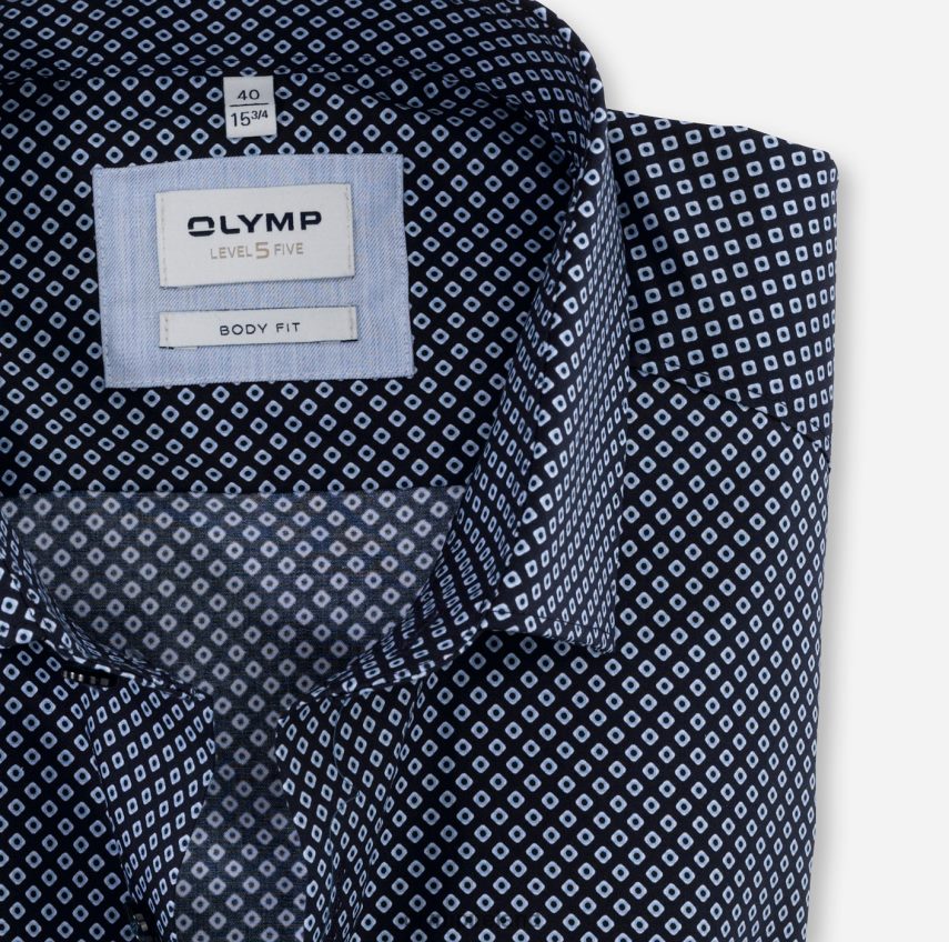 Clothing OLYMP Level Five Body Fit, Business Shirt, Long Sleeve Extra Long, Modern Kent, Bleu 24L846906