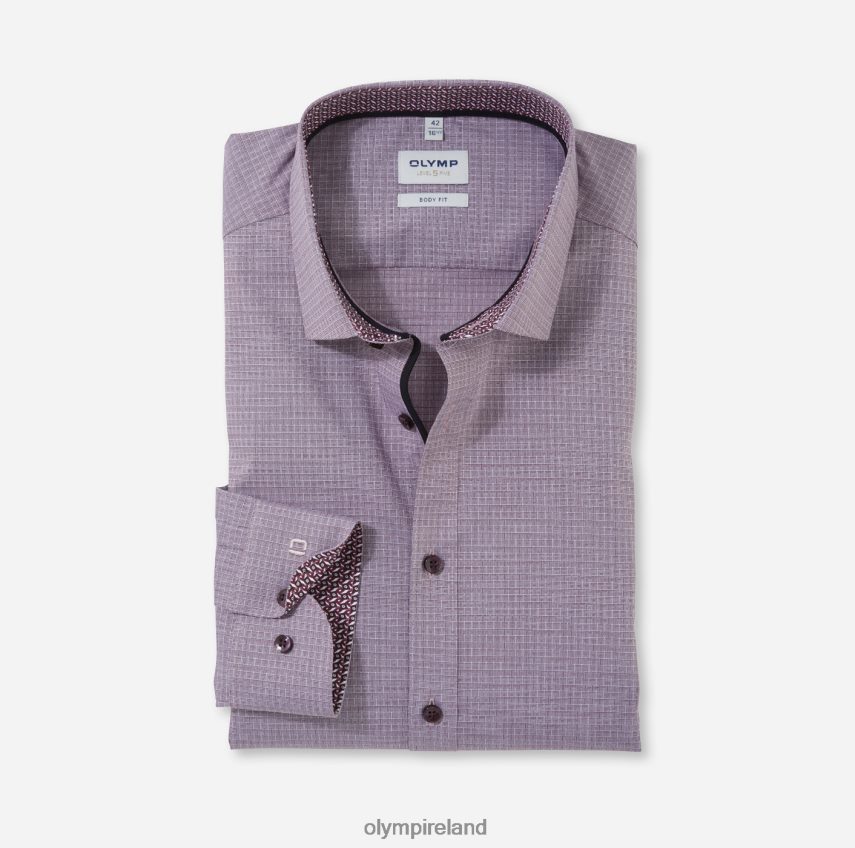 Clothing OLYMP Level Five Body Fit, Business Shirt, Long Sleeve Extra Long, Modern Kent, Dark Red 24L846904
