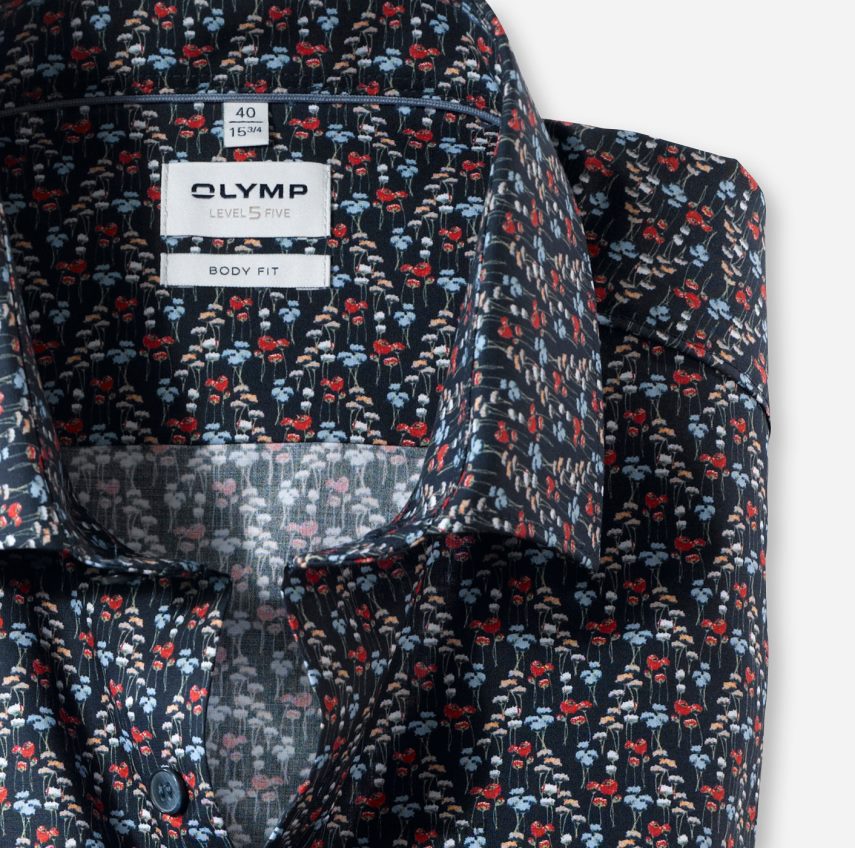 Clothing OLYMP Level Five Body Fit, Business Shirt, Long Sleeve Extra Long, Modern Kent, Red 24L846892