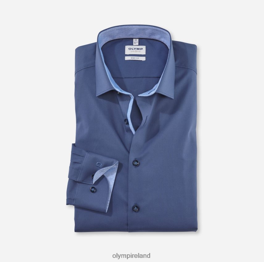 Clothing OLYMP Level Five Body Fit, Business Shirt, Long Sleeve Extra Long, Modern Kent, Smoke Blue 24L846896