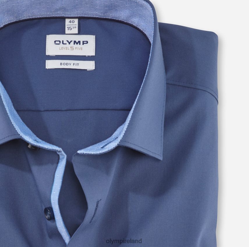 Clothing OLYMP Level Five Body Fit, Business Shirt, Long Sleeve Extra Long, Modern Kent, Smoke Blue 24L846896