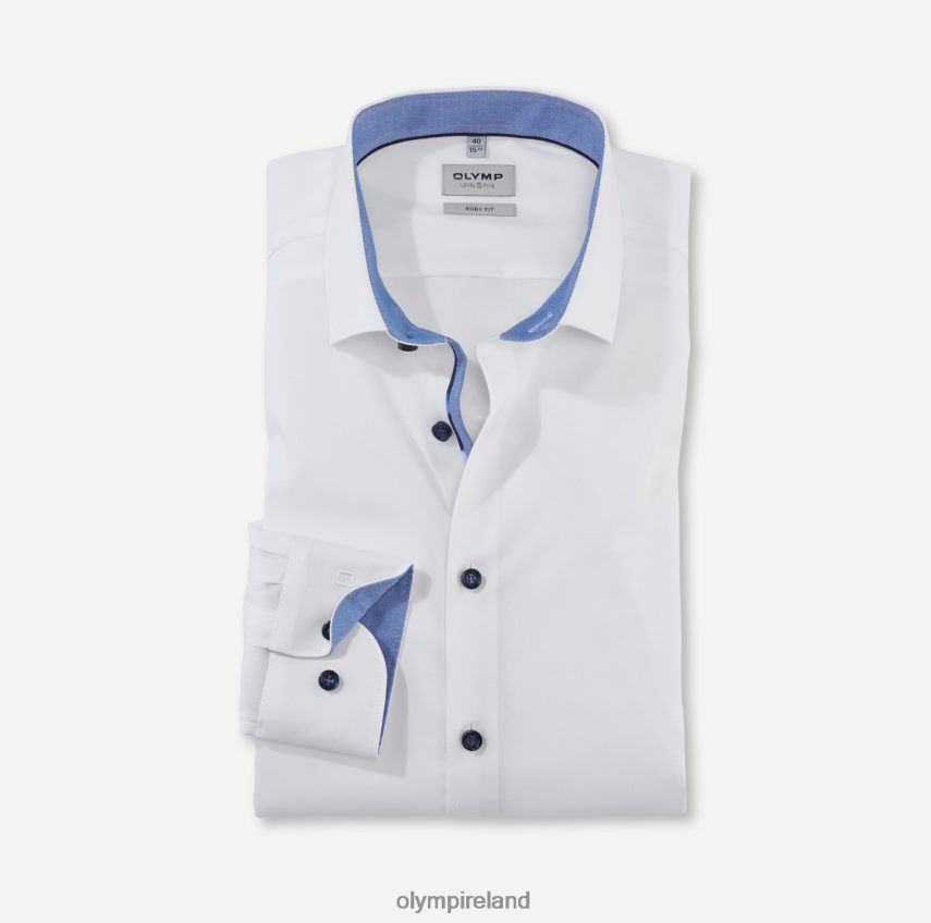 Clothing OLYMP Level Five Body Fit, Business Shirt, Long Sleeve Extra Long, Modern Kent, White 24L846898